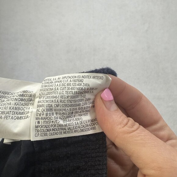 Zara Pants Mens Medium Navy Blue Textured Pleated Front Trousers Classic Fit - Picture 15 of 16